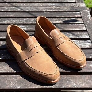 Men's Adelante Luca Penny Loafers in Light Brown Leather - Slip-On Dress Shoes